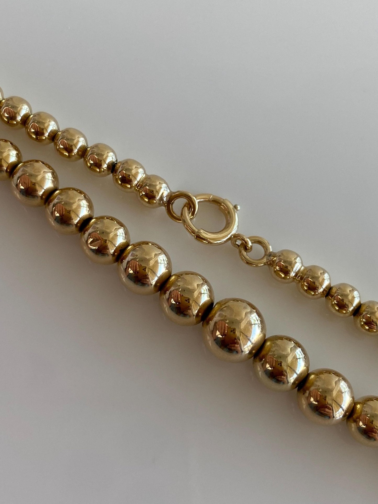 Vintage 14k Yellow Gold Graduated Gold Ball Necklace - 15.5 inches