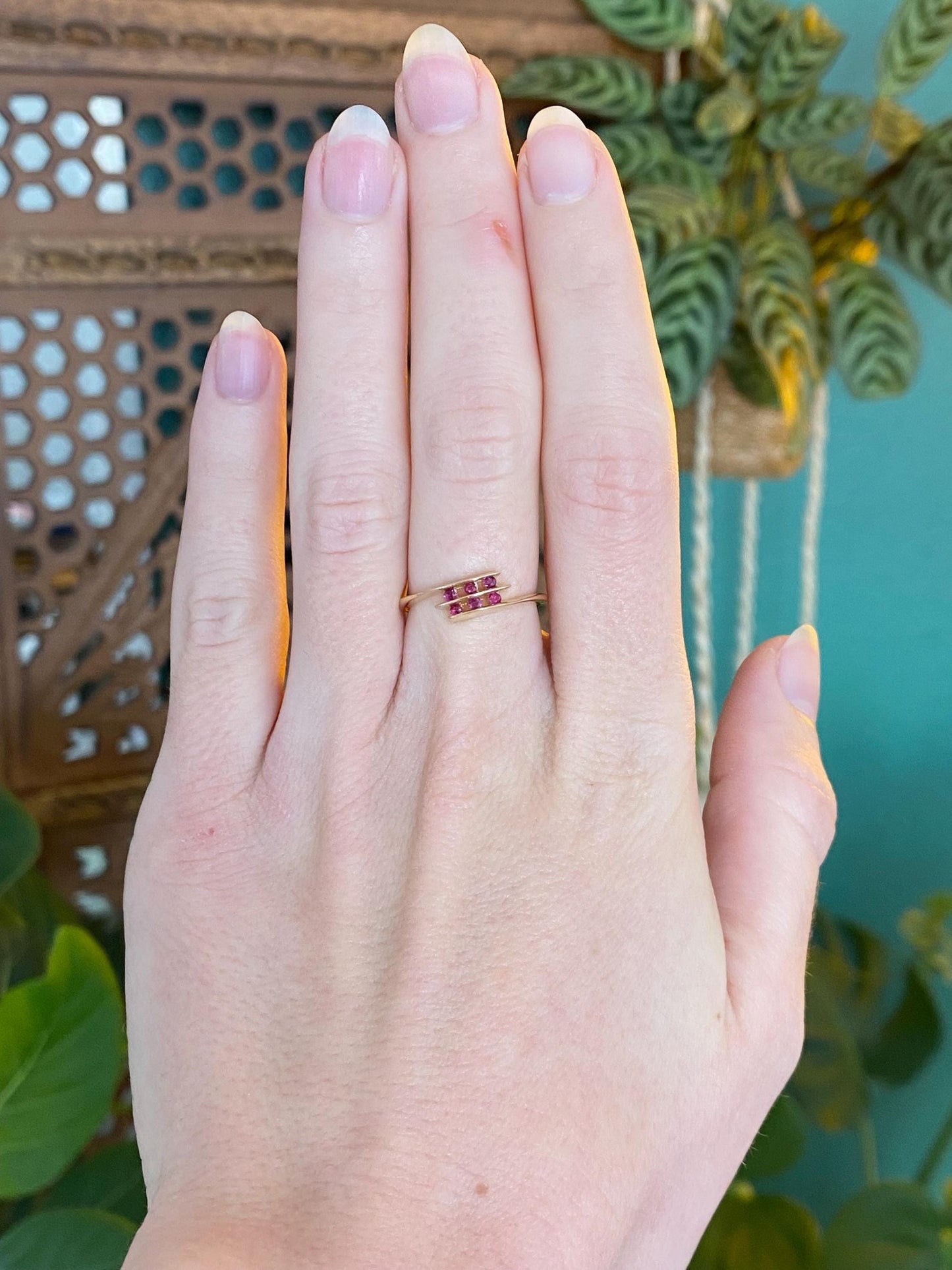 Vintage Solid 14k Yellow Gold Ruby Ring - Size 5.75