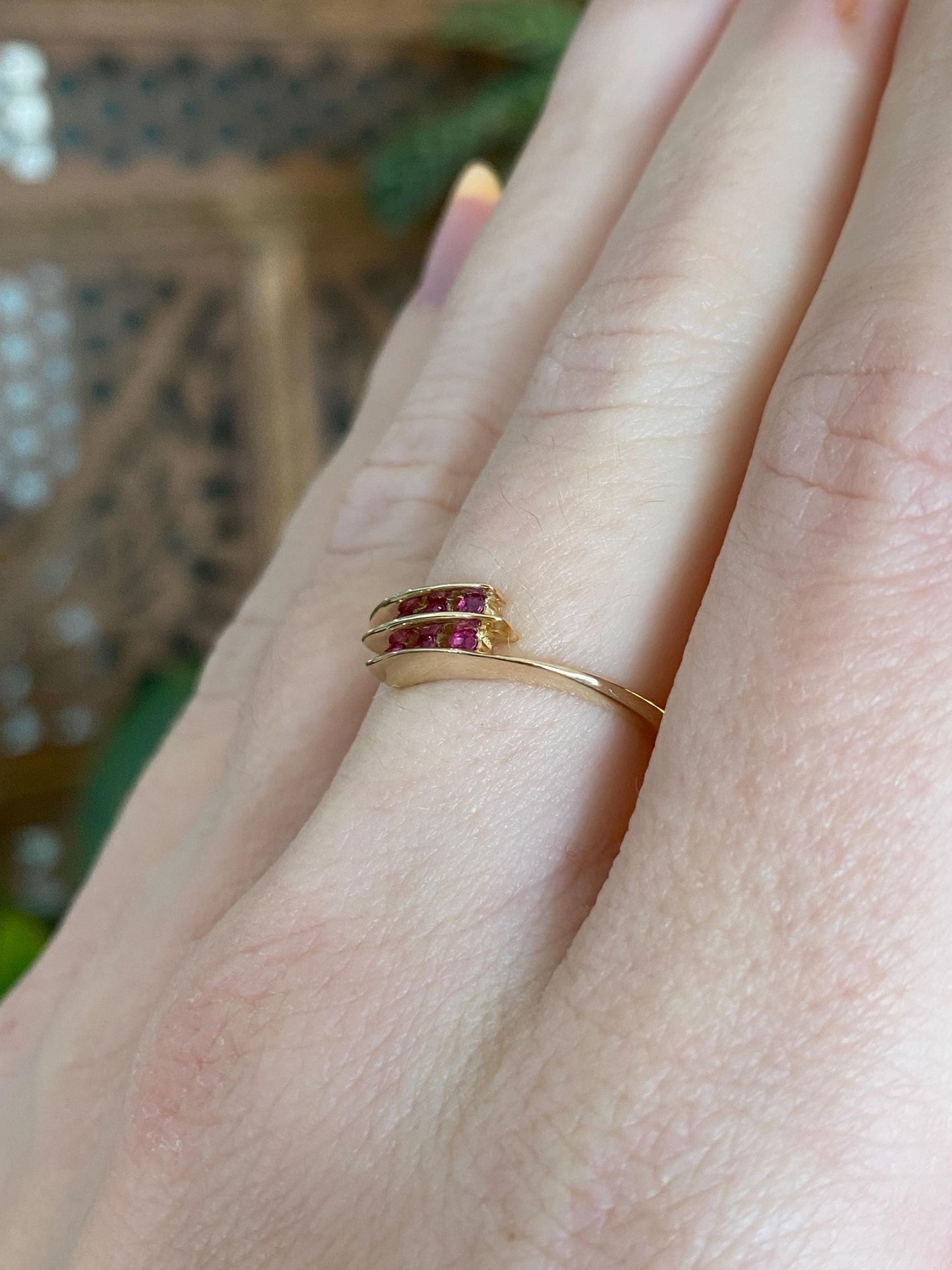 Vintage Solid 14k Yellow Gold Ruby Ring - Size 5.75