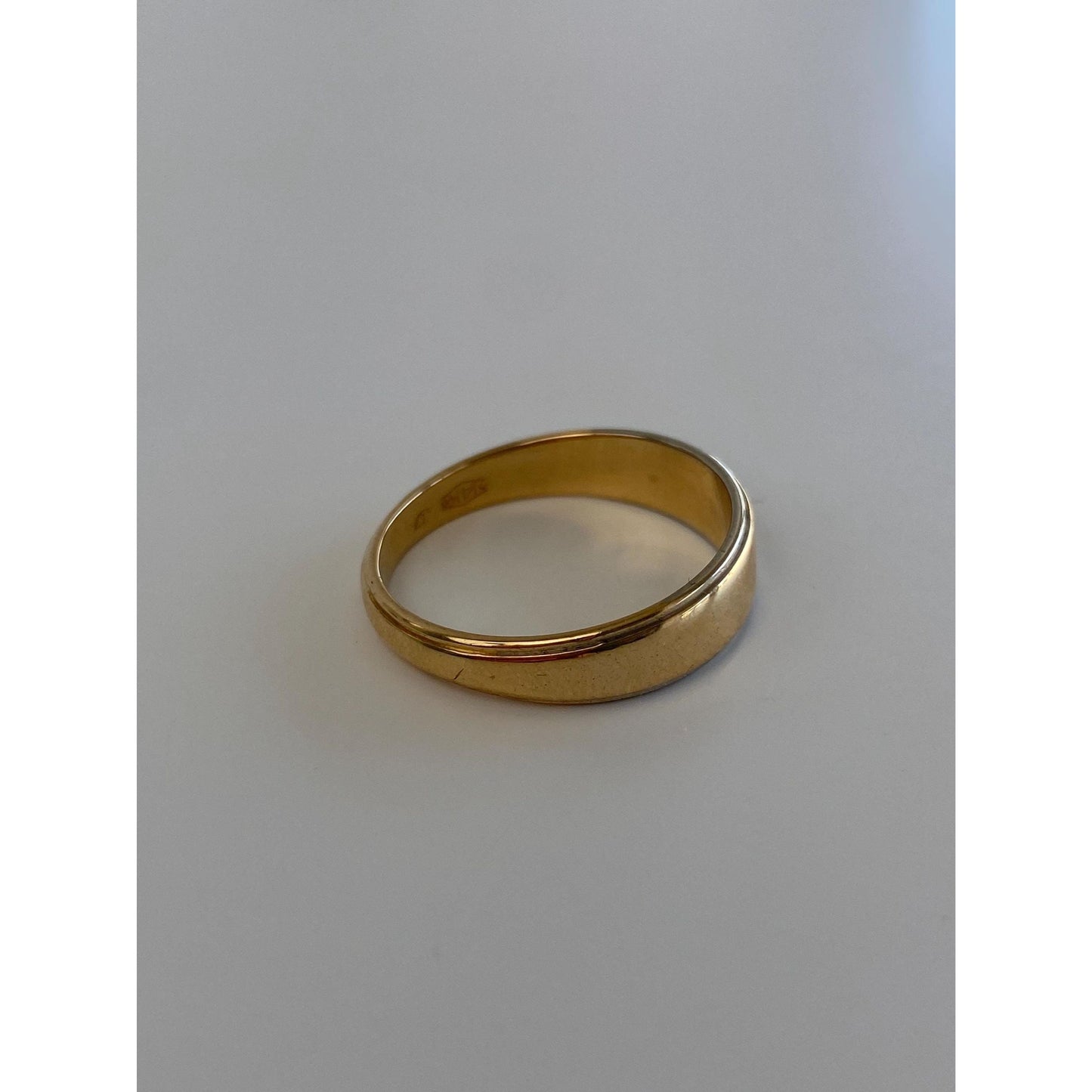 Vintage Solid 14k White & Yellow Gold Tapered Ring Band - Size 9.75