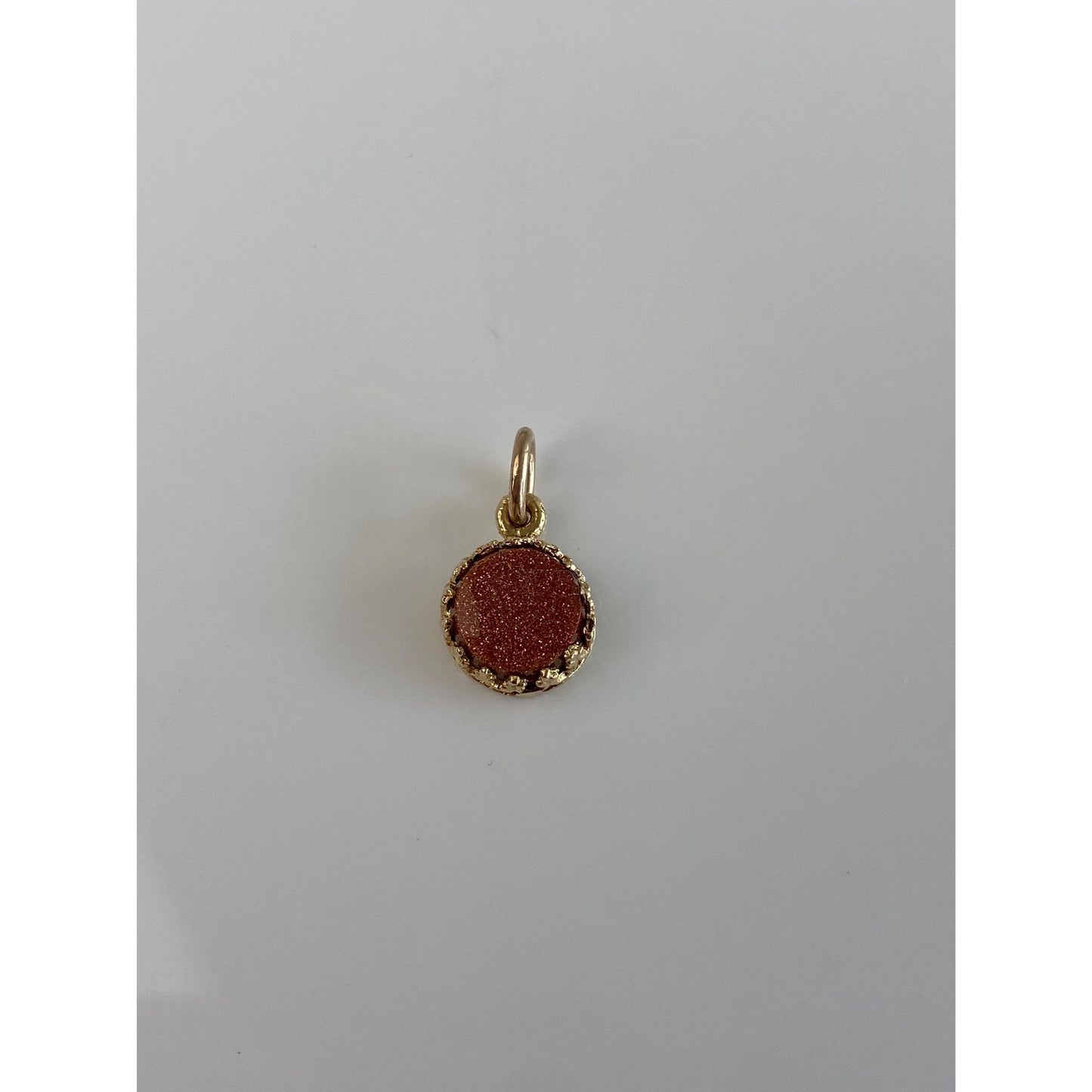 Vintage Solid 14k Yellow Gold Sunstone Charm
