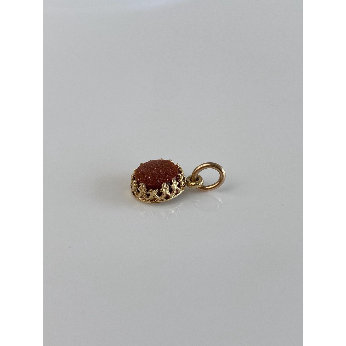 Vintage Solid 14k Yellow Gold Sunstone Charm