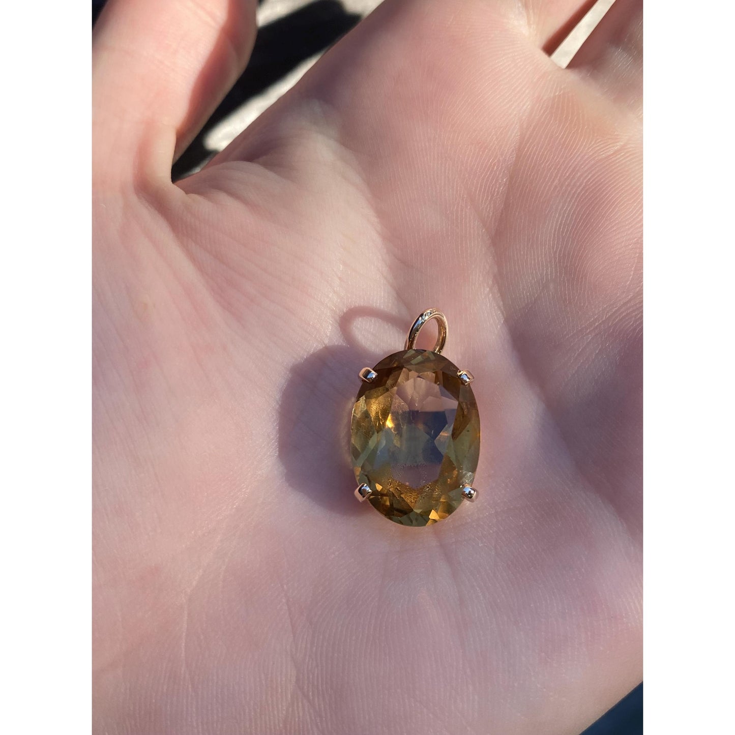 Vintage Solid 14k Yellow Gold Smokey Quartz Charm