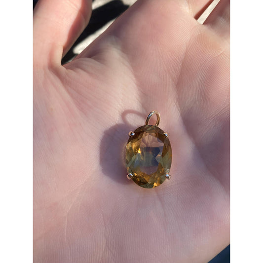 Vintage Solid 14k Yellow Gold Smokey Quartz Charm