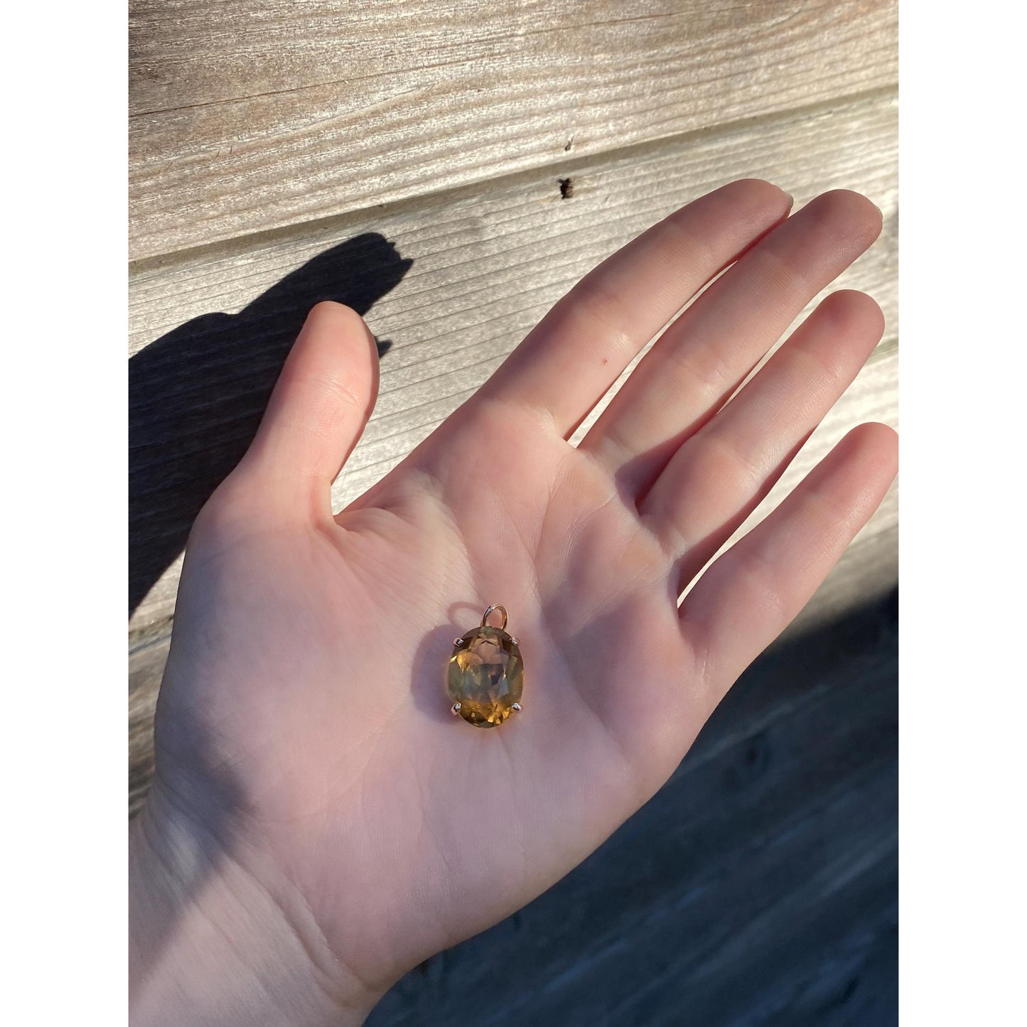 Vintage Solid 14k Yellow Gold Smokey Quartz Charm