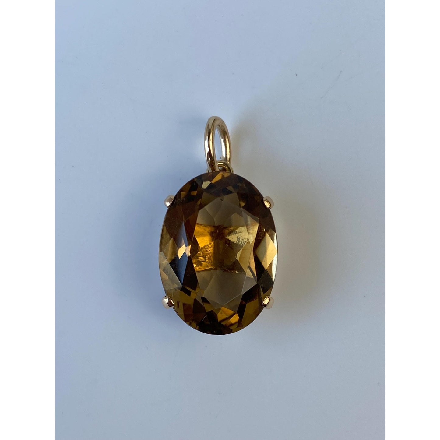 Vintage Solid 14k Yellow Gold Smokey Quartz Charm