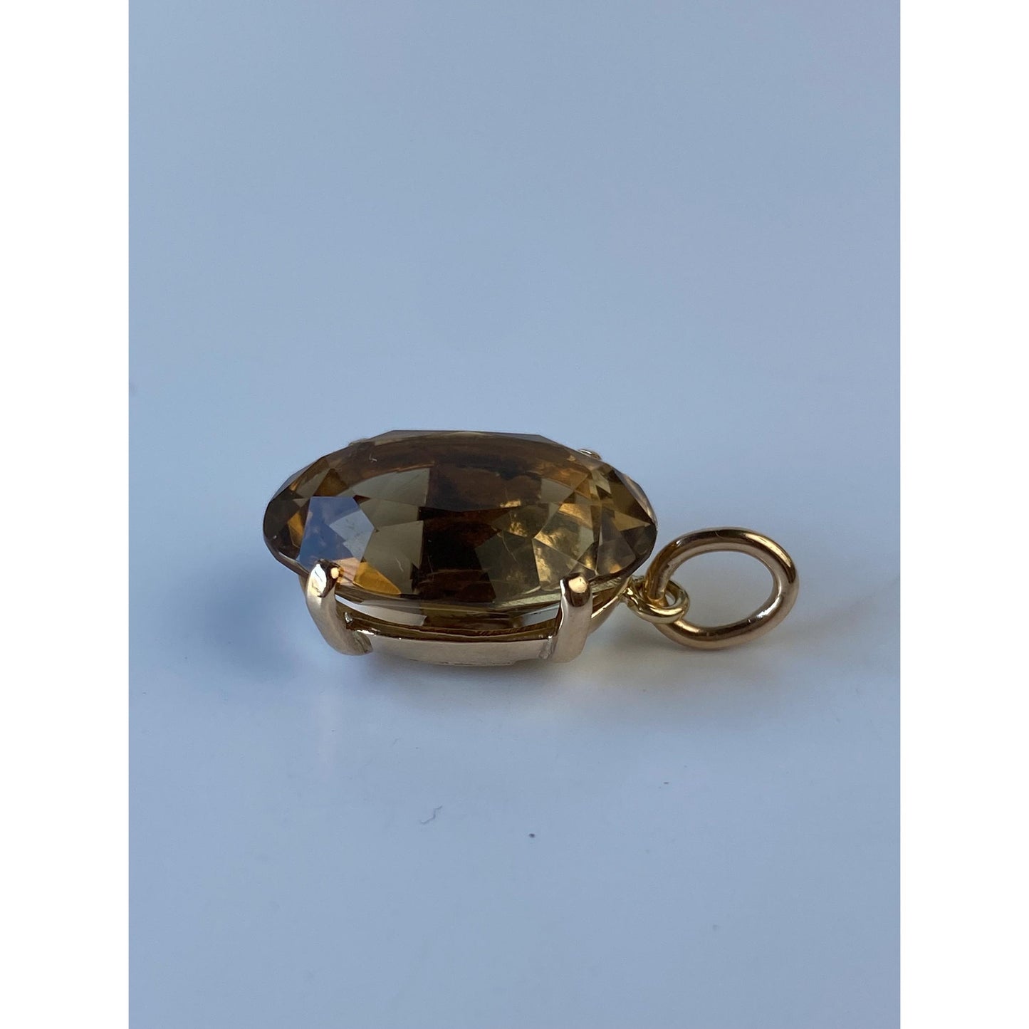 Vintage Solid 14k Yellow Gold Smokey Quartz Charm
