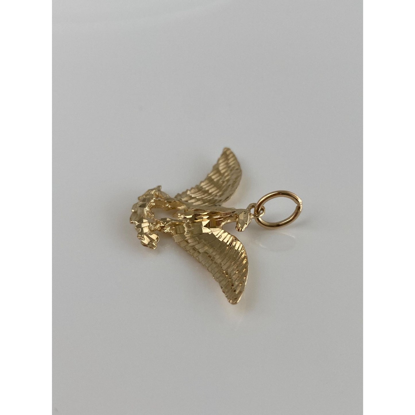 Vintage Solid 10k Yellow Gold Diamond Cut Eagle Charm