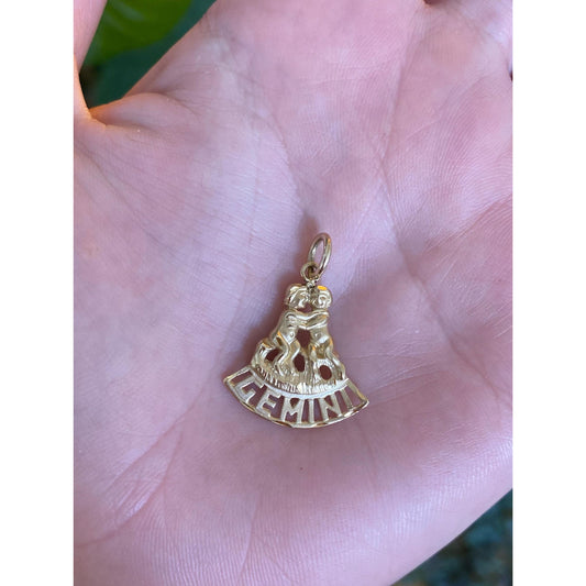 Vintage Solid 14k Yellow Gold Gemini Charm