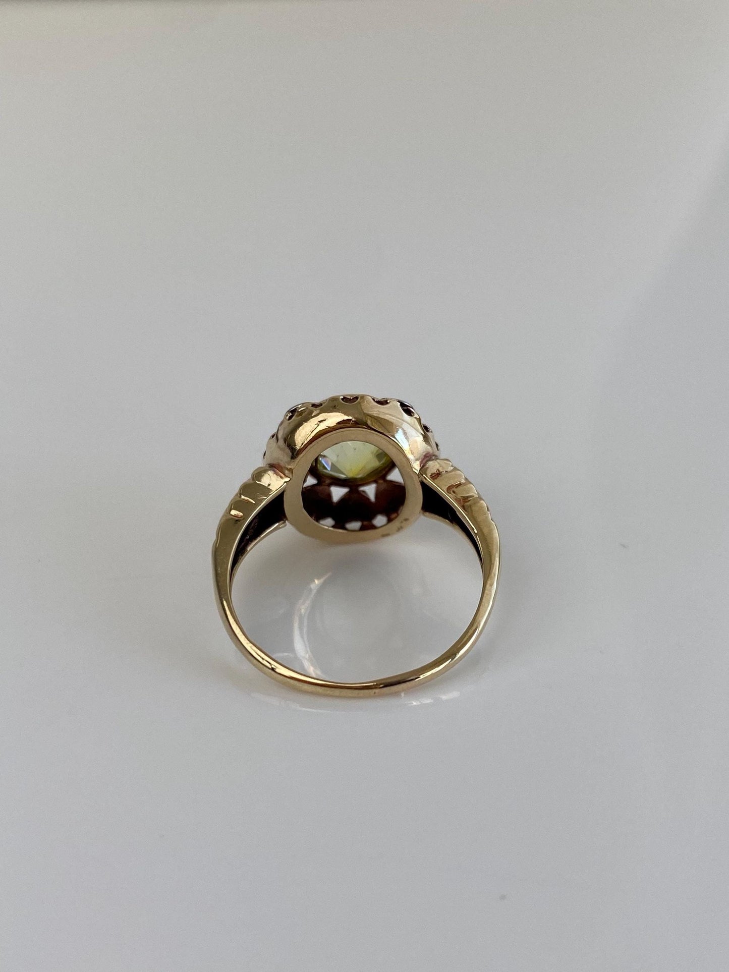 Vintage Solid 10k Tri Tone Gold Yellow Sapphire Ring - Size 6.25