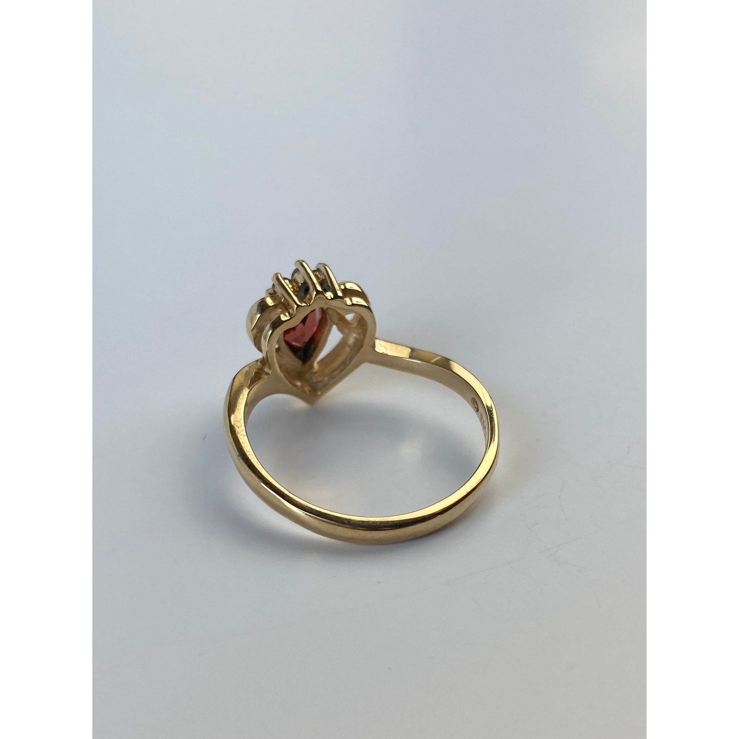 Vintage Solid 10k Yellow Gold Garnet Diamond Ring - Size 6.5