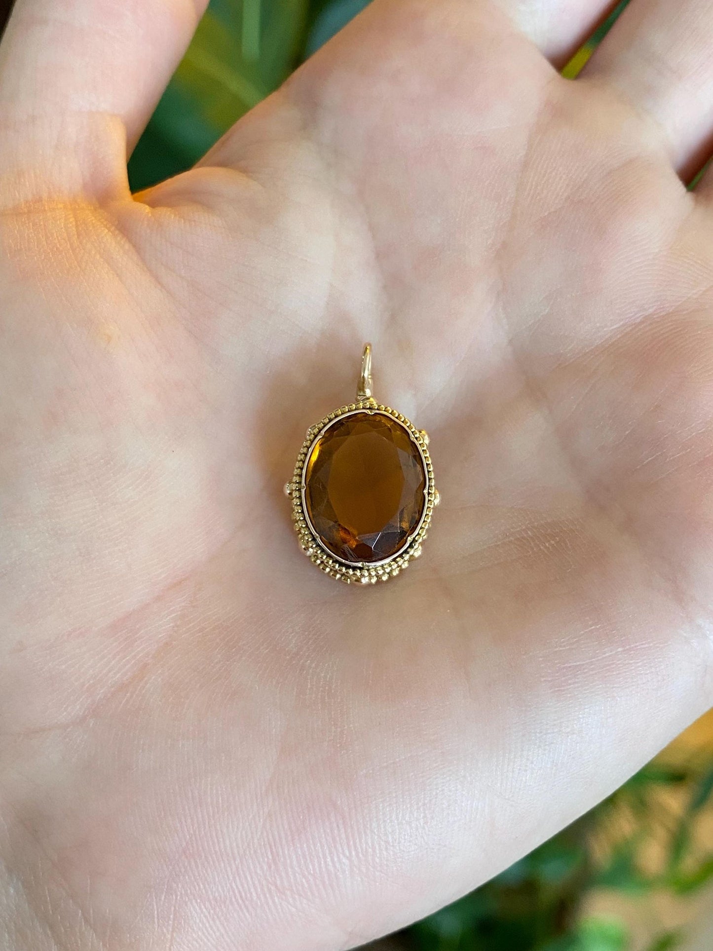 Vintage Solid 10k Yellow Gold Citrine Charm