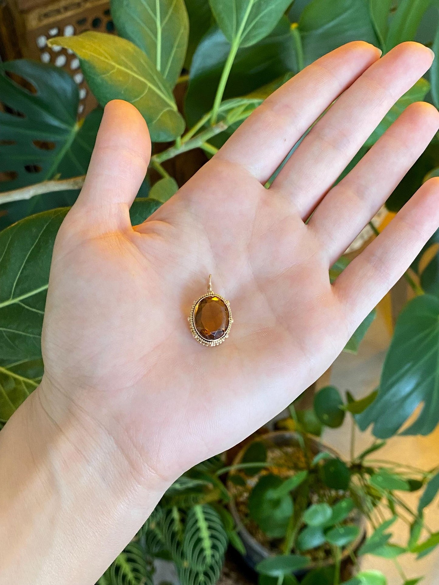 Vintage Solid 10k Yellow Gold Citrine Charm