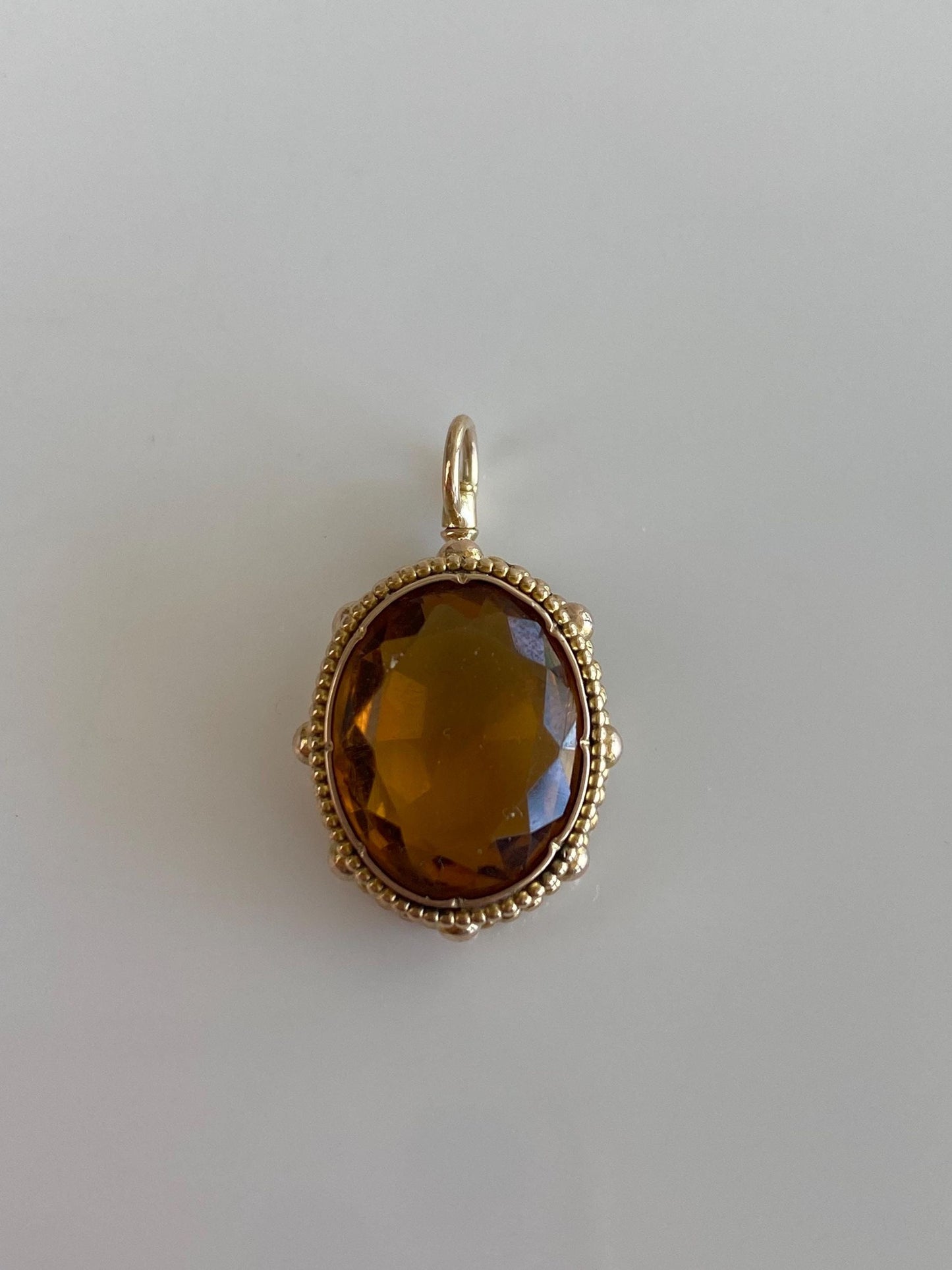 Vintage Solid 10k Yellow Gold Citrine Charm