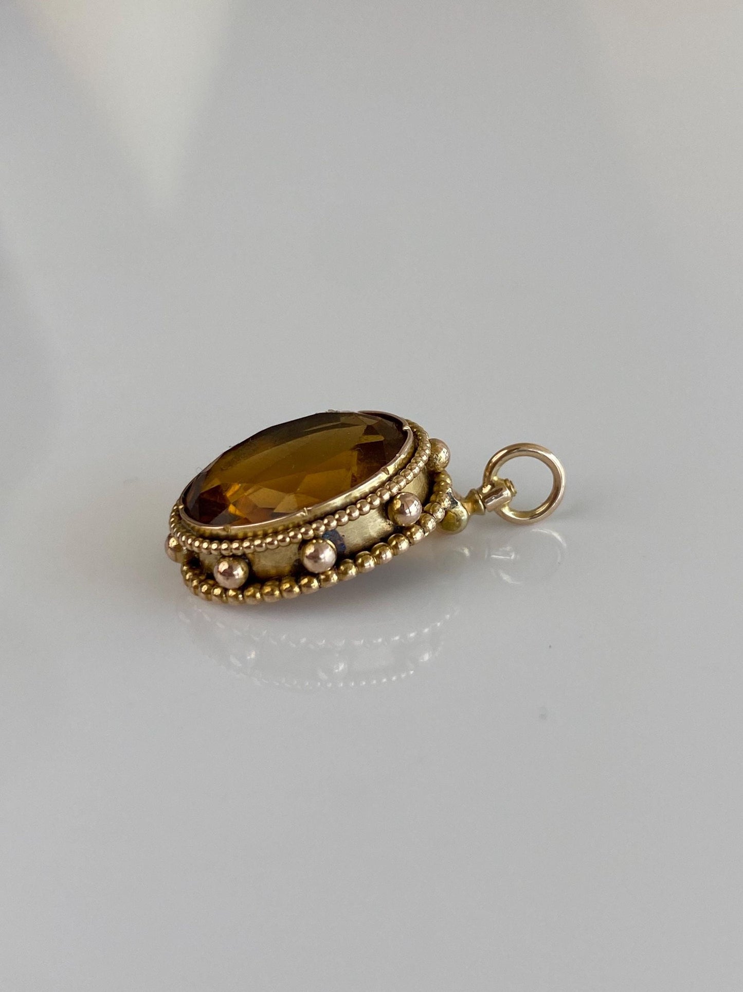Vintage Solid 10k Yellow Gold Citrine Charm