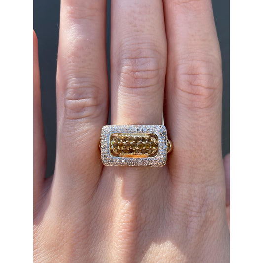 Vintage Solid 14k Yellow Gold Diamond Citrine Ring - Size 10