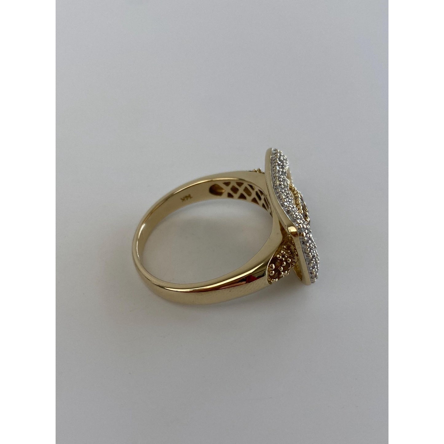 Vintage Solid 14k Yellow Gold Diamond Citrine Ring - Size 10