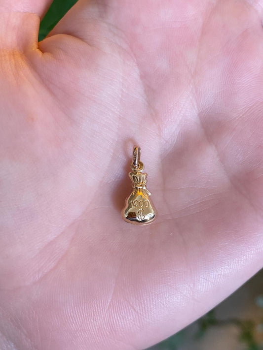 Vintage 14k Yellow Gold Money Bag Charm