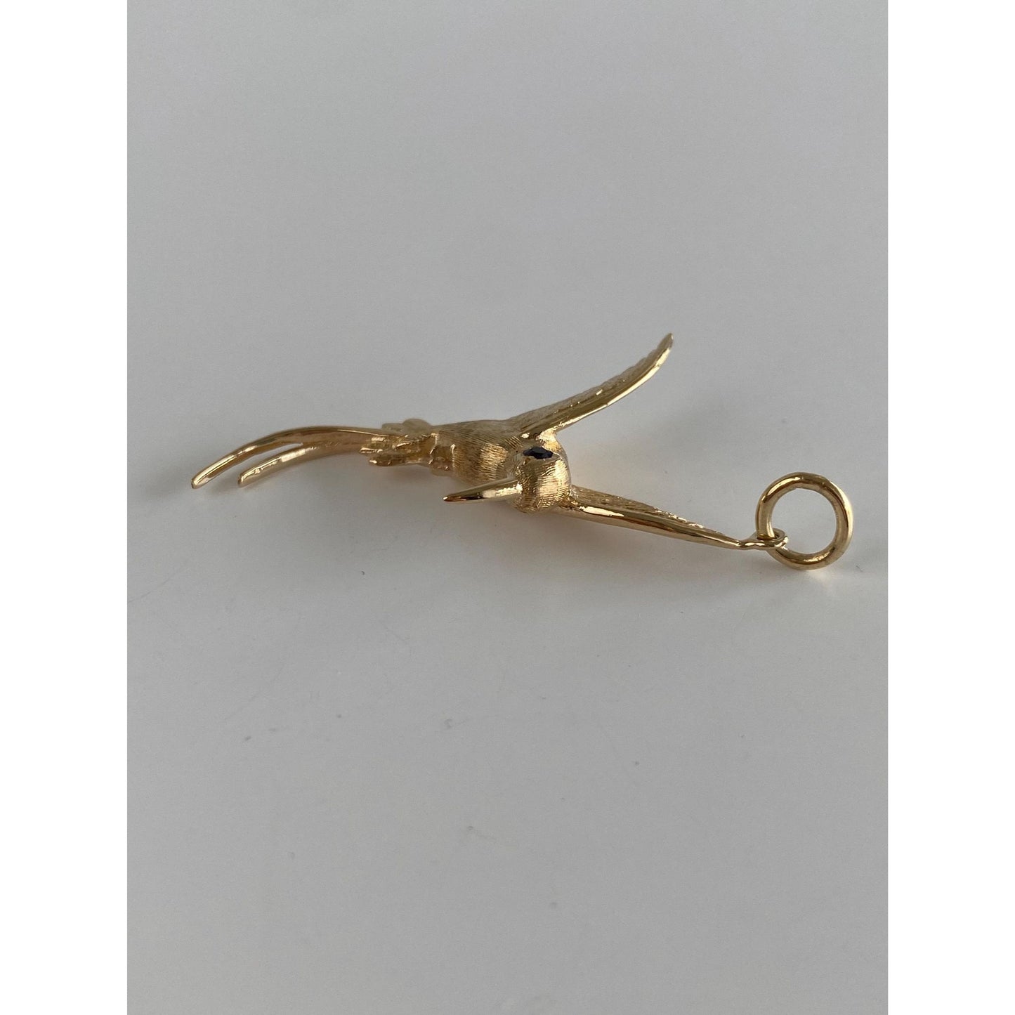 Solid 14k Yellow Gold Blue Spinel Hummingbird Charm