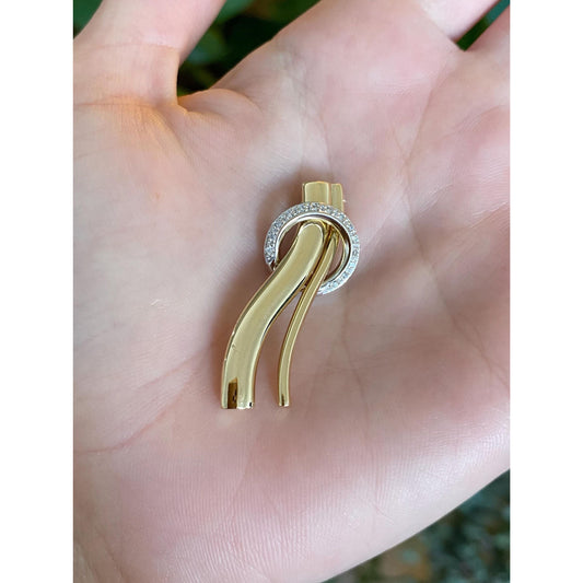 Vintage Solid 18k White & Yellow Gold Diamond Charm