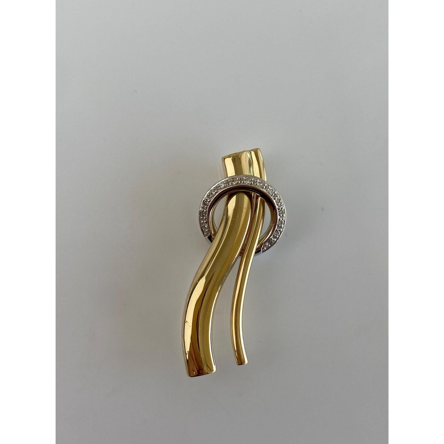 Vintage Solid 18k White & Yellow Gold Diamond Charm