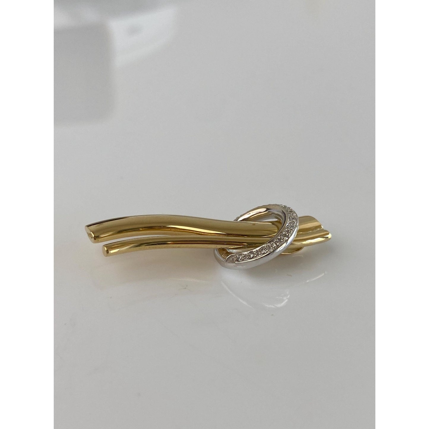 Vintage Solid 18k White & Yellow Gold Diamond Charm