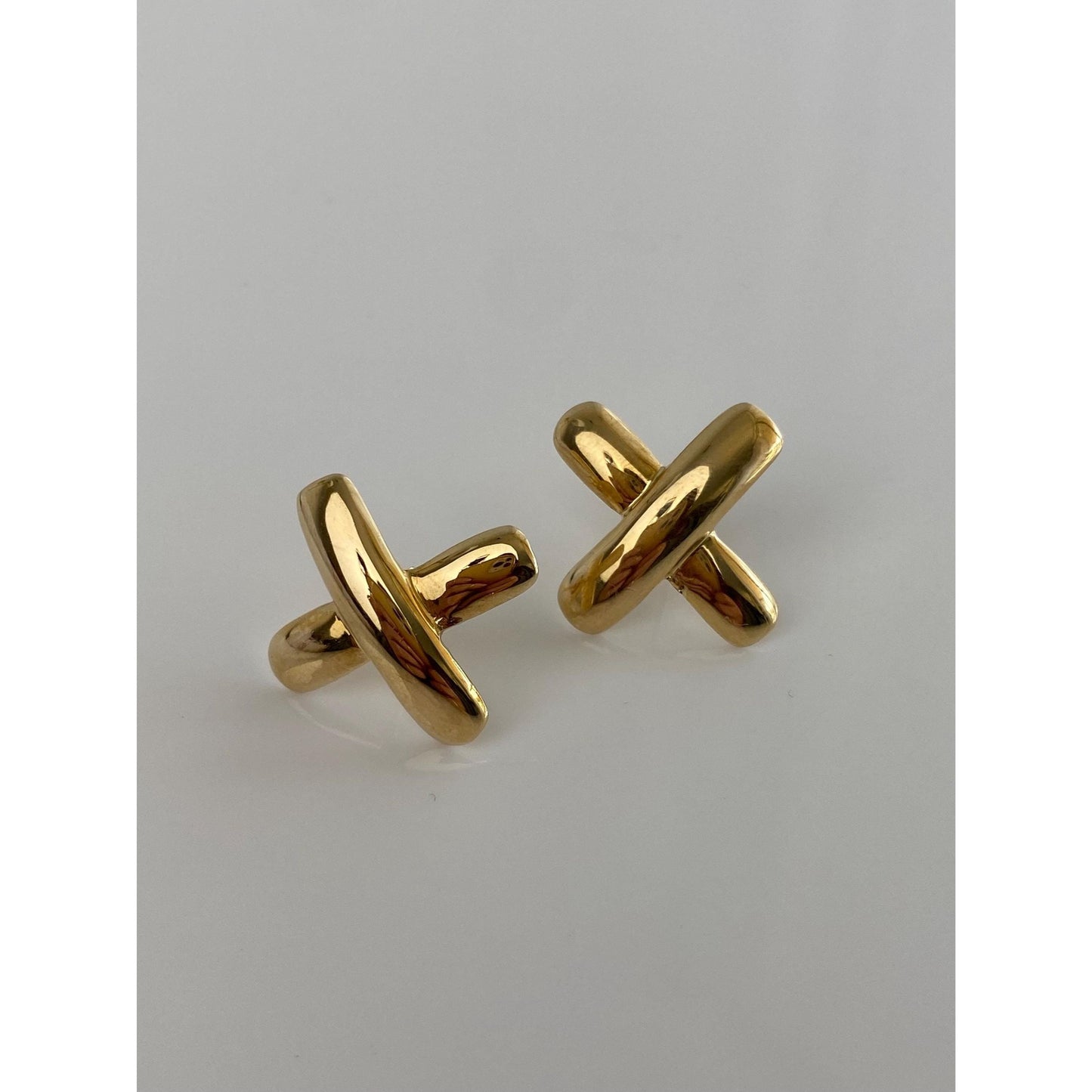 Vintage Solid 14k Yellow Gold X Stud Earrings
