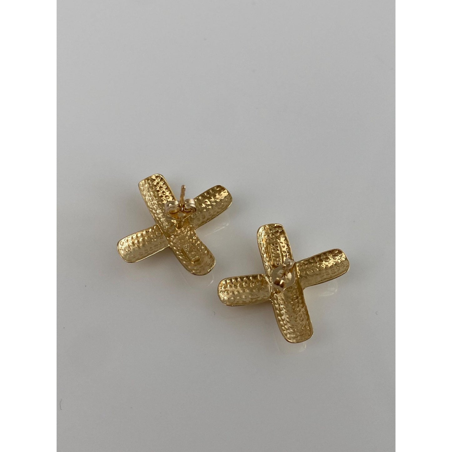 Vintage Solid 14k Yellow Gold X Stud Earrings