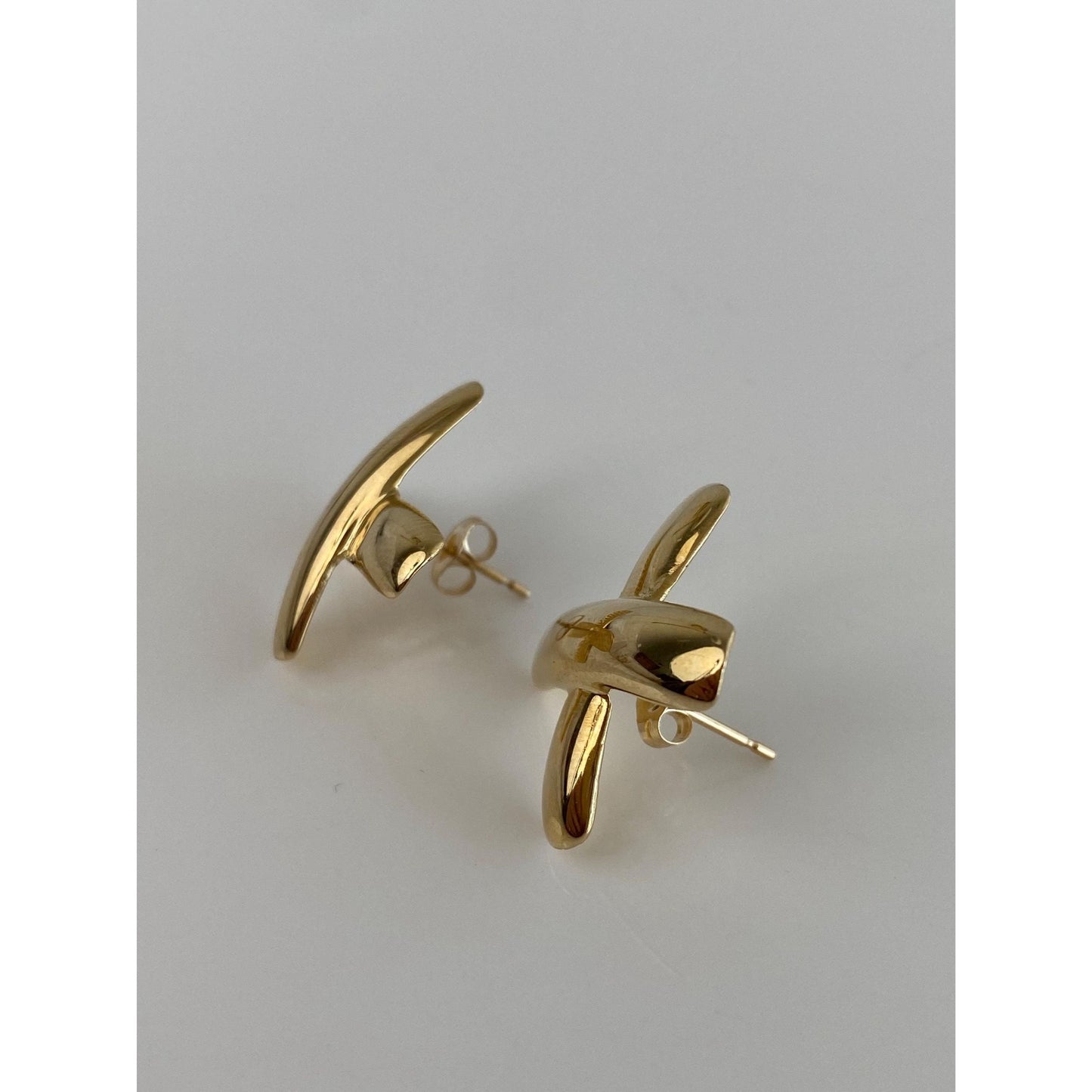 Vintage Solid 14k Yellow Gold X Stud Earrings