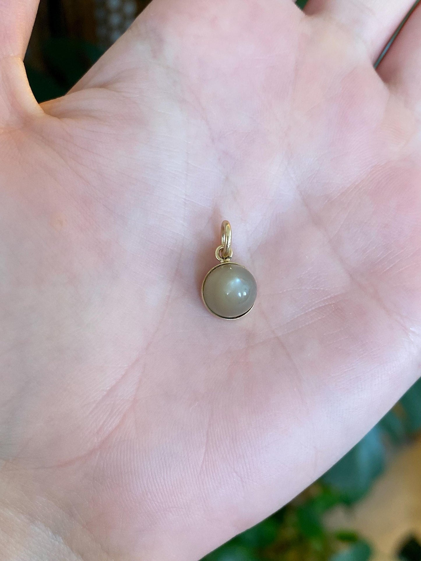 Vintage Solid 14k Yellow Gold Grey Tigers Eye Bullet Charm