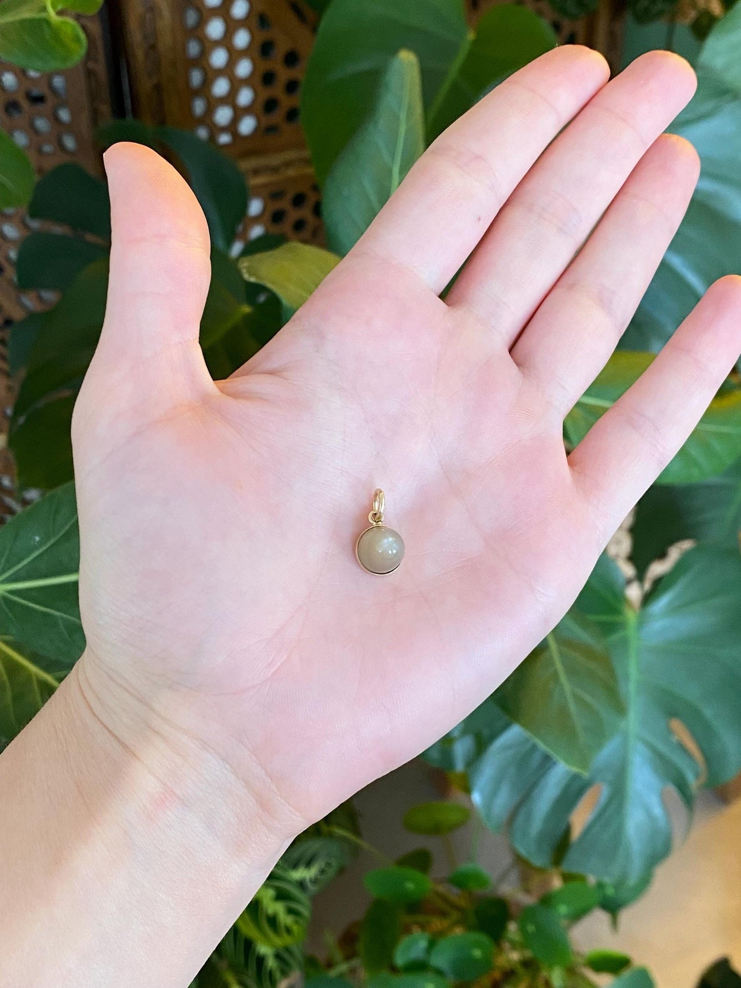 Vintage Solid 14k Yellow Gold Grey Tigers Eye Bullet Charm