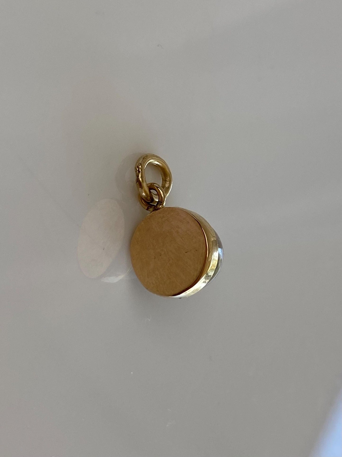 Vintage Solid 14k Yellow Gold Grey Tigers Eye Bullet Charm