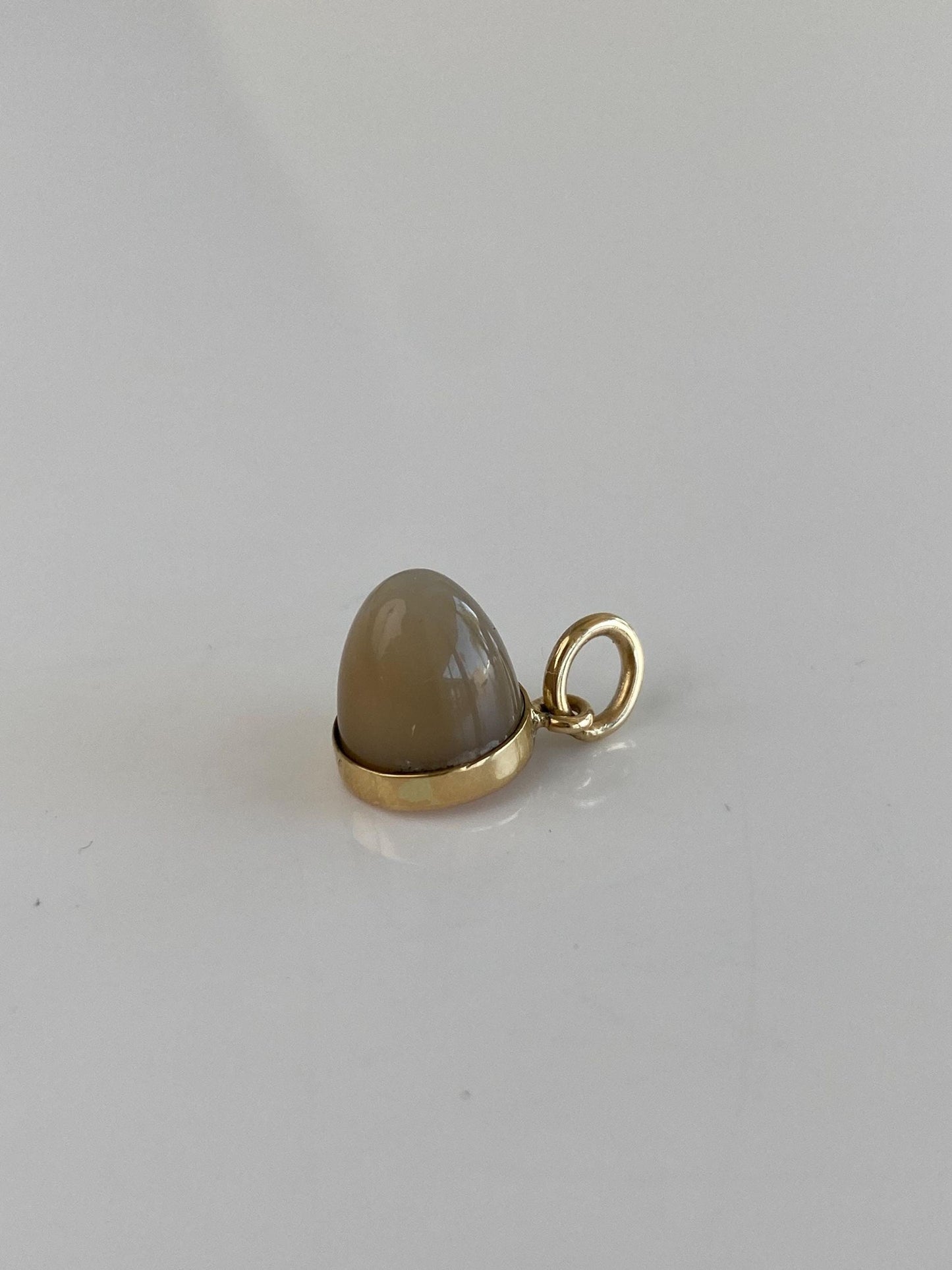Vintage Solid 14k Yellow Gold Grey Tigers Eye Bullet Charm