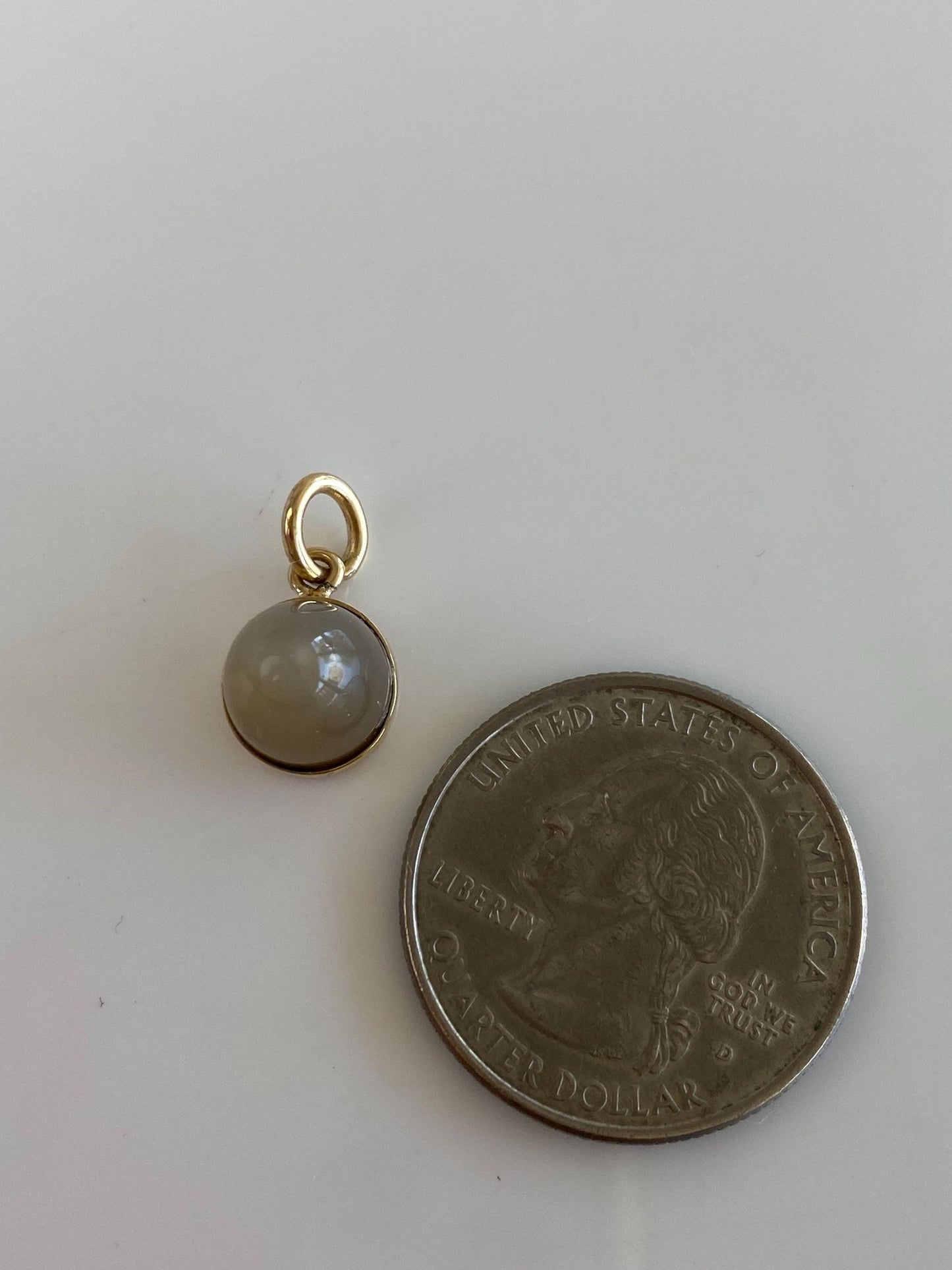 Vintage Solid 14k Yellow Gold Grey Tigers Eye Bullet Charm