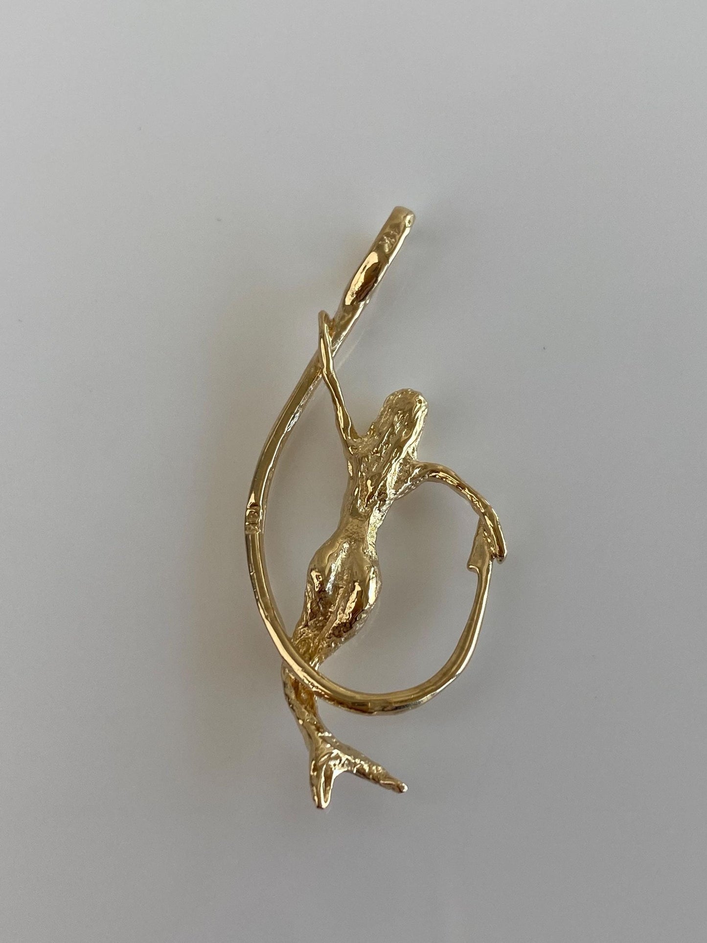 Vintage Solid 14k Yellow Gold Mermaid Fish Hook Charm