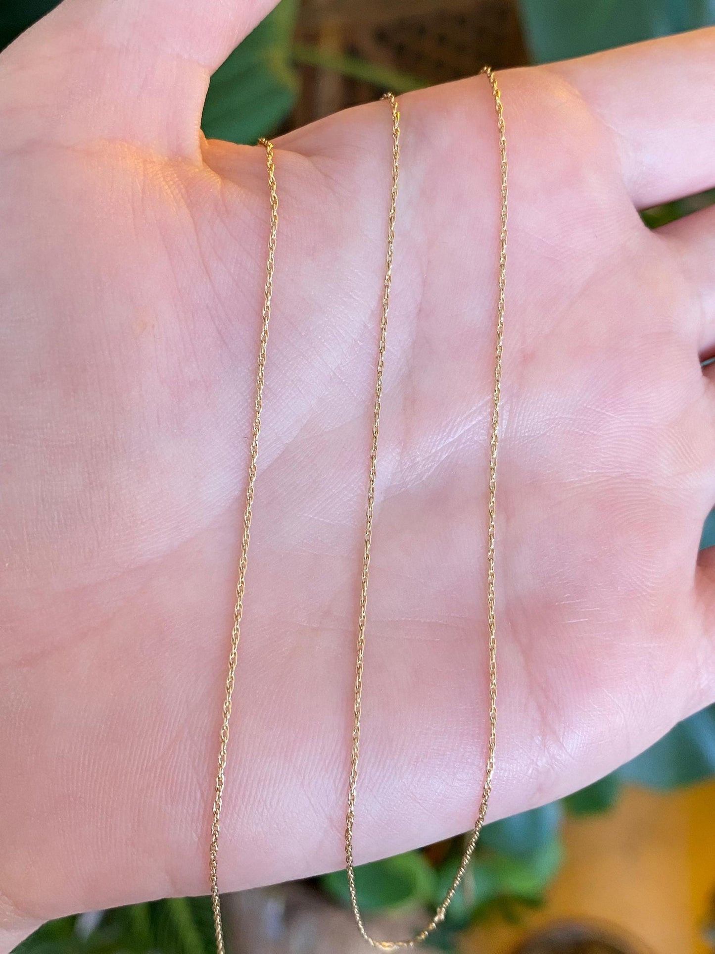 Vintage Solid 14k Yellow Gold Long Dainty Chain Necklace - 29 inches