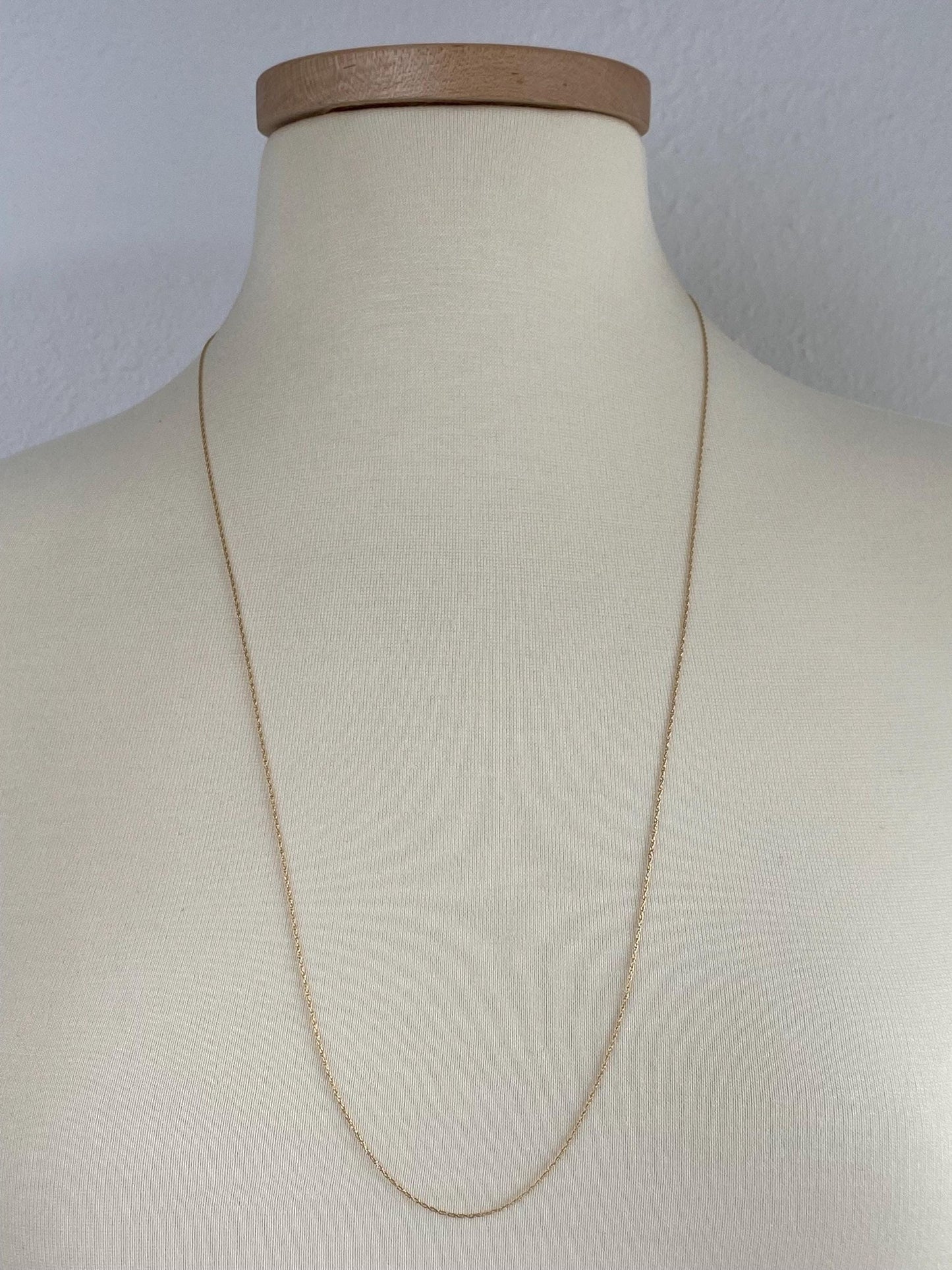 Vintage Solid 14k Yellow Gold Long Dainty Chain Necklace - 29 inches