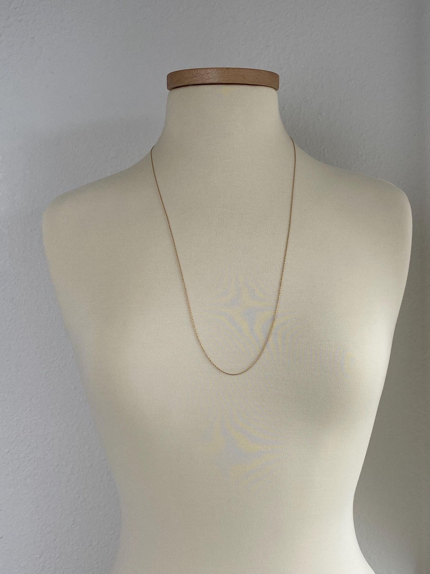 Vintage Solid 14k Yellow Gold Long Dainty Chain Necklace - 29 inches
