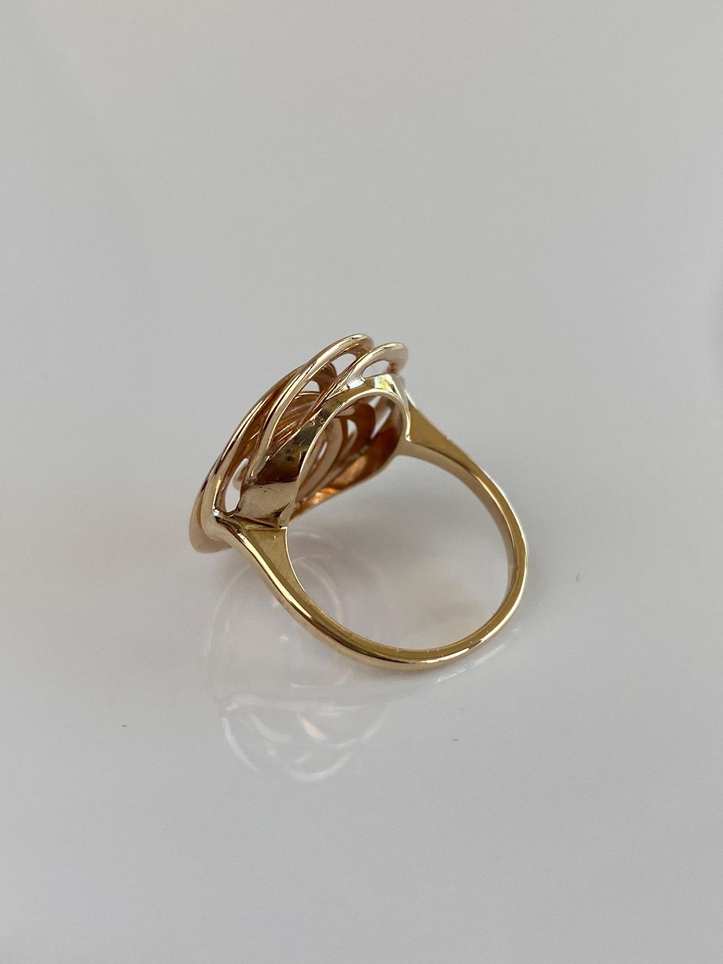 Vintage Solid 14k White & Yellow Gold Diamond Knot Ring - Size 5