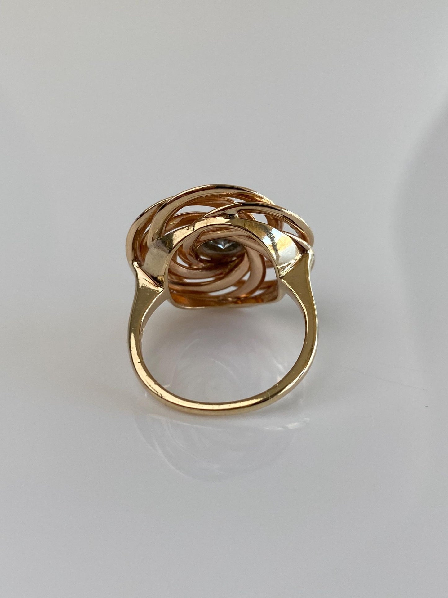 Vintage Solid 14k White & Yellow Gold Diamond Knot Ring - Size 5