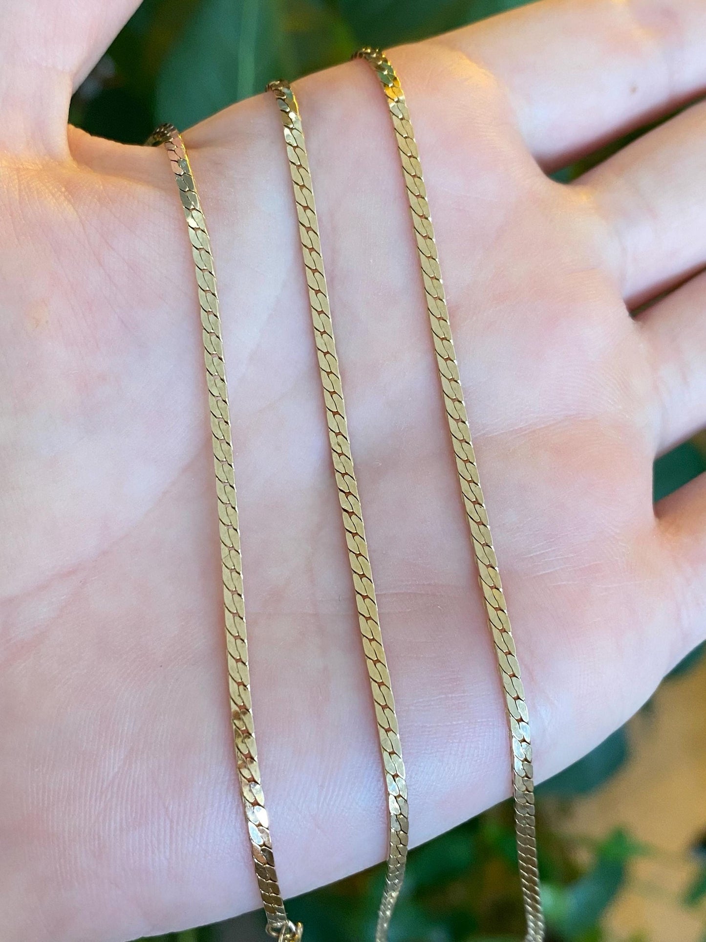 Vintage Solid 14k Yellow Gold Flat Curb Chain Necklace - 18.75 inches