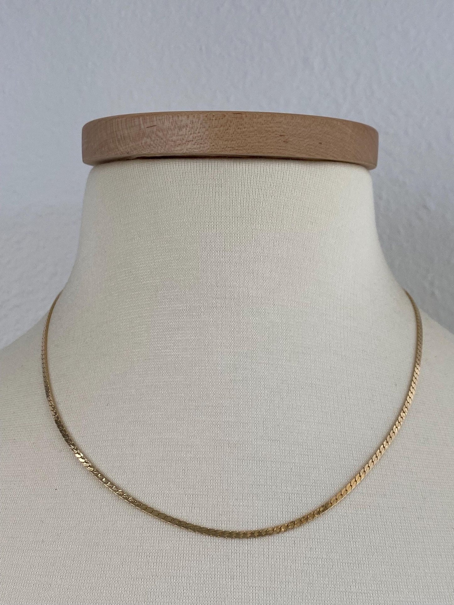 Vintage Solid 14k Yellow Gold Flat Curb Chain Necklace - 18.75 inches