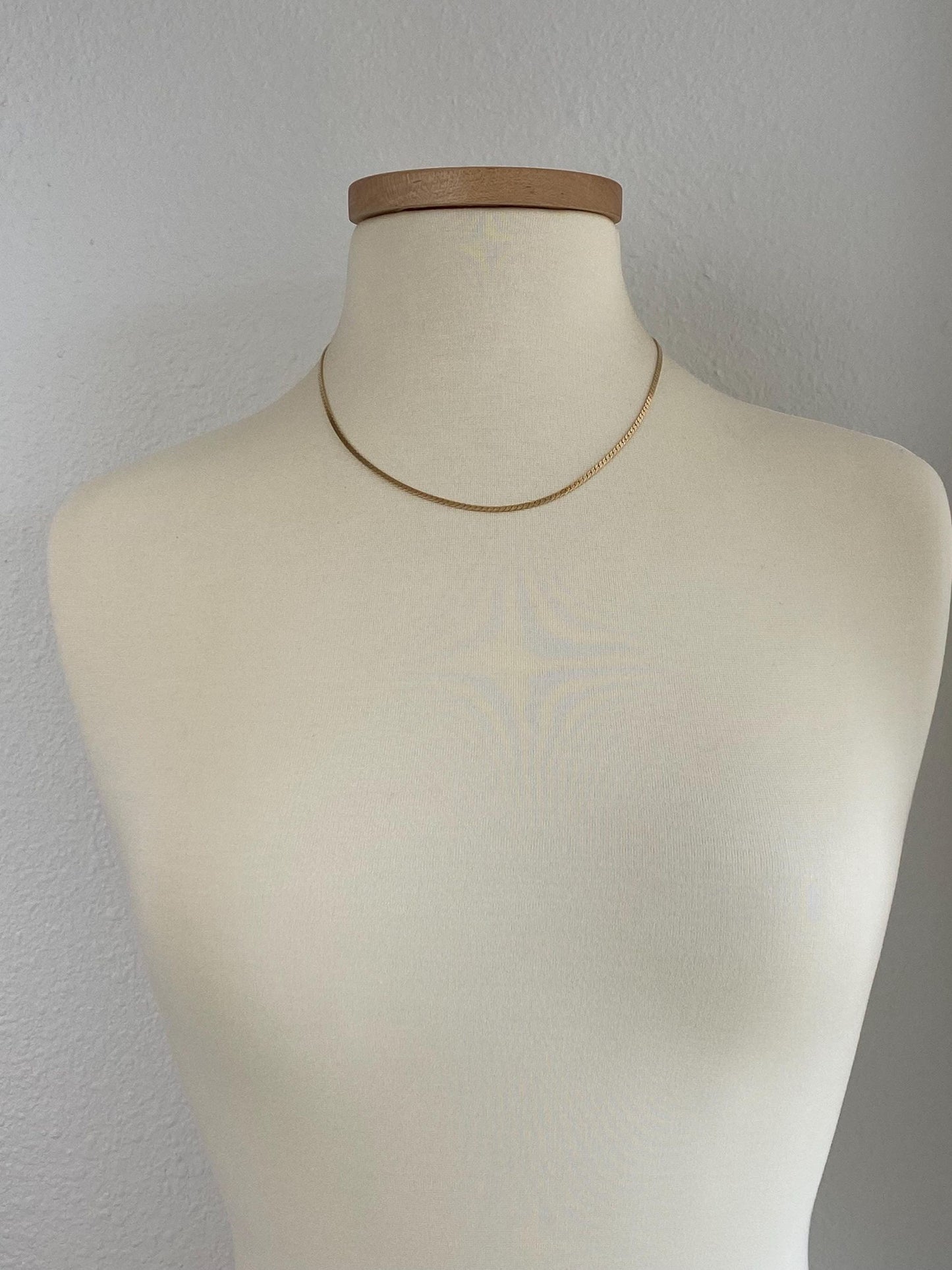 Vintage Solid 14k Yellow Gold Flat Curb Chain Necklace - 18.75 inches