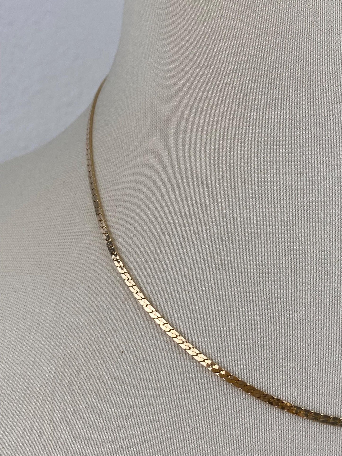 Vintage Solid 14k Yellow Gold Flat Curb Chain Necklace - 18.75 inches