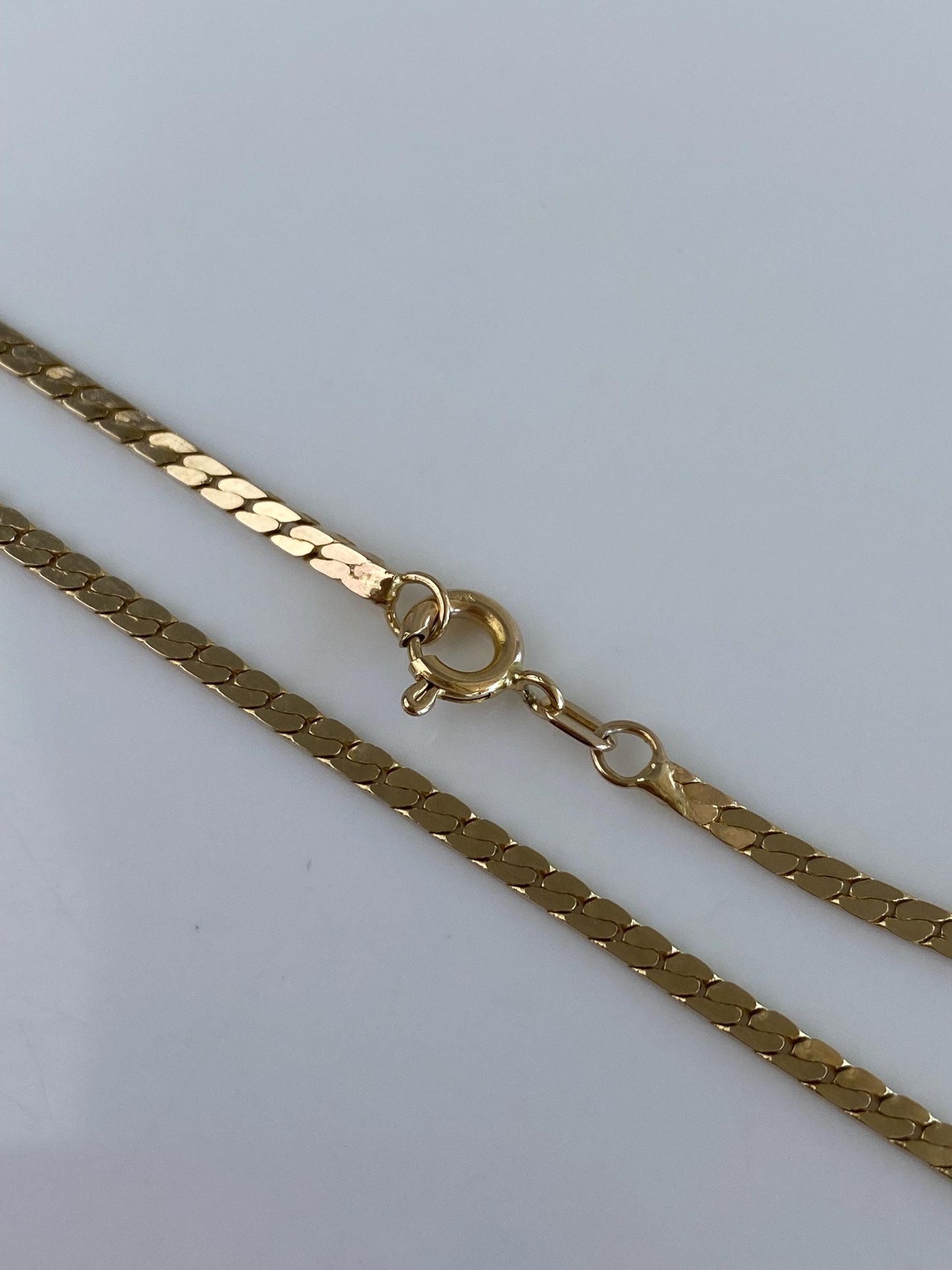 Vintage Solid 14k Yellow Gold Flat Curb Chain Necklace - 18.75 inches