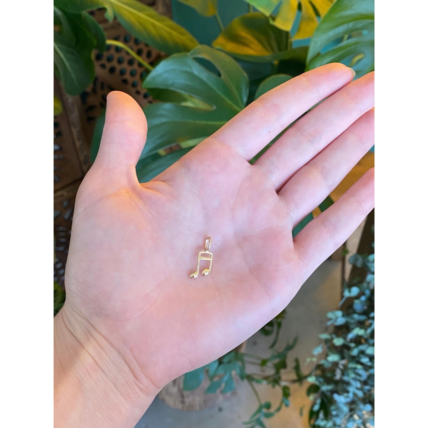 Vintage Solid 14k Yellow Gold Music Note Charm