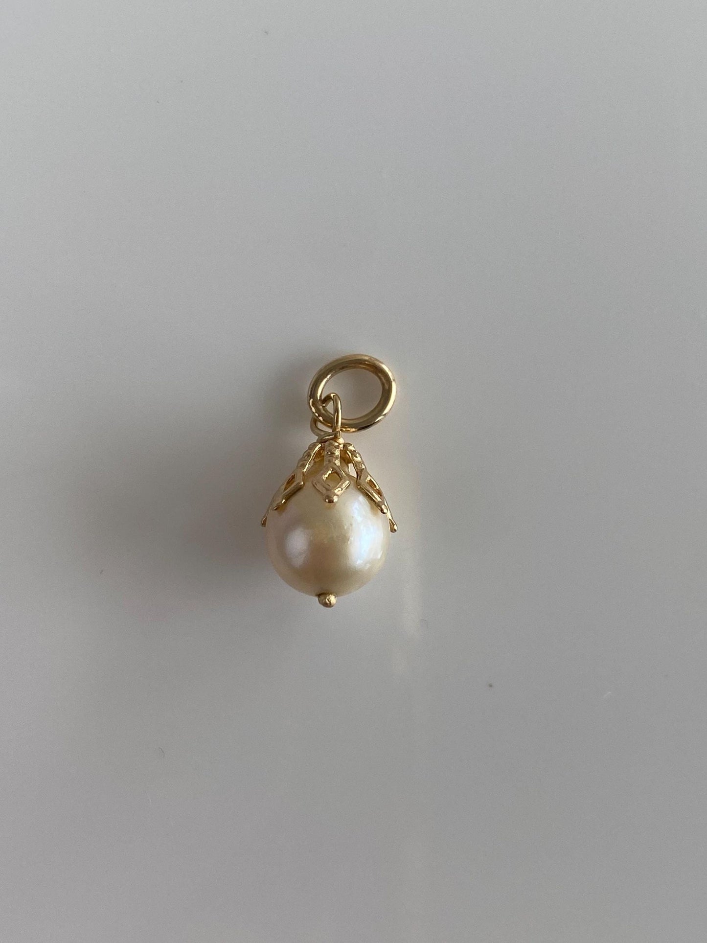 Vintage Solid 14k Yellow Gold Pearl Charm