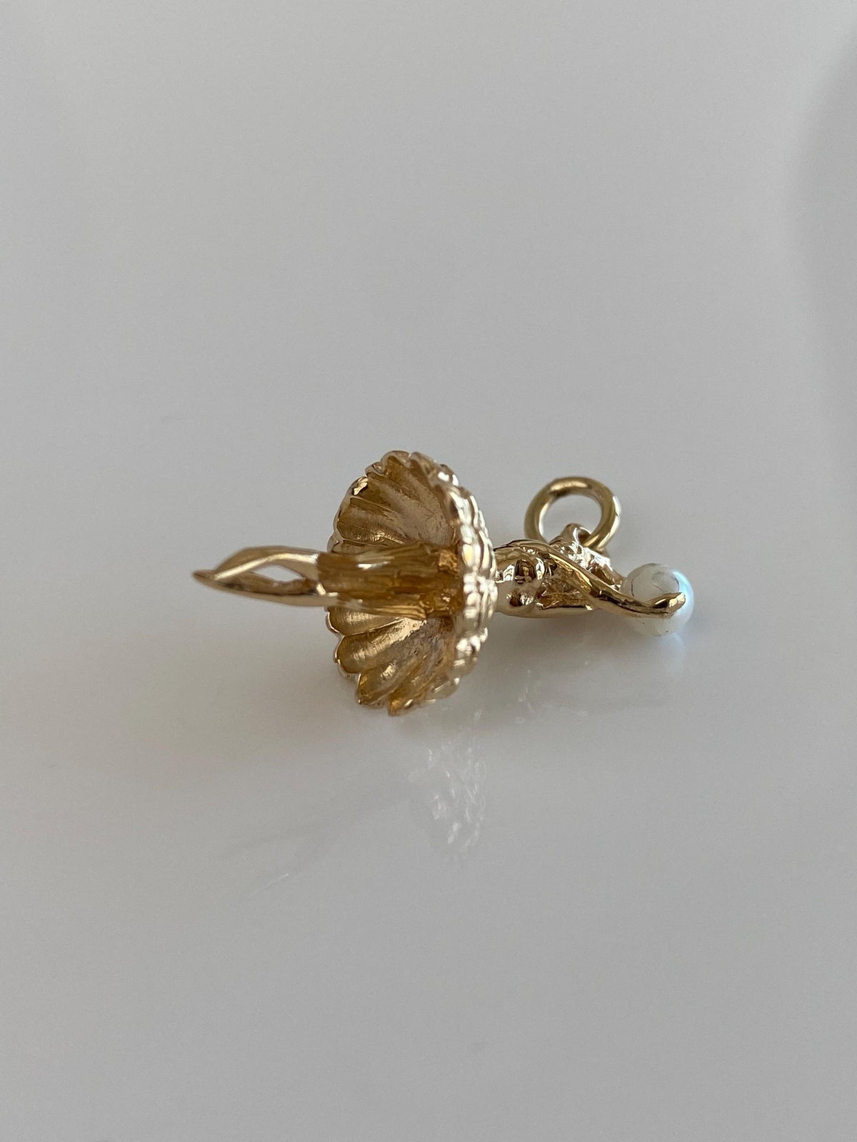 Vintage Solid 14k Yellow Gold Pearl Ballerina Charm
