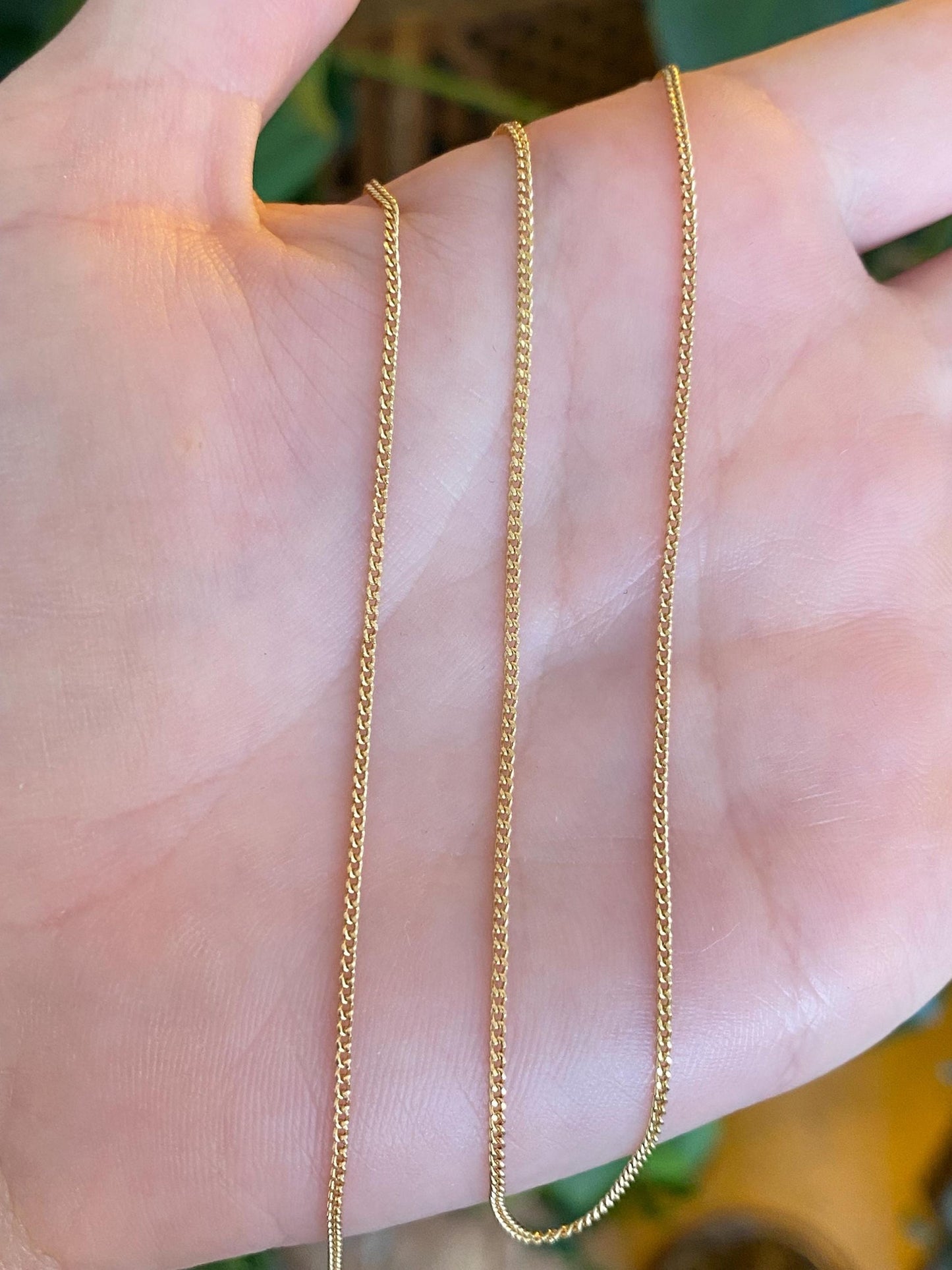 Vintage Solid 18k Yellow Gold Tight Curb Chain Necklace - 15.75 inches