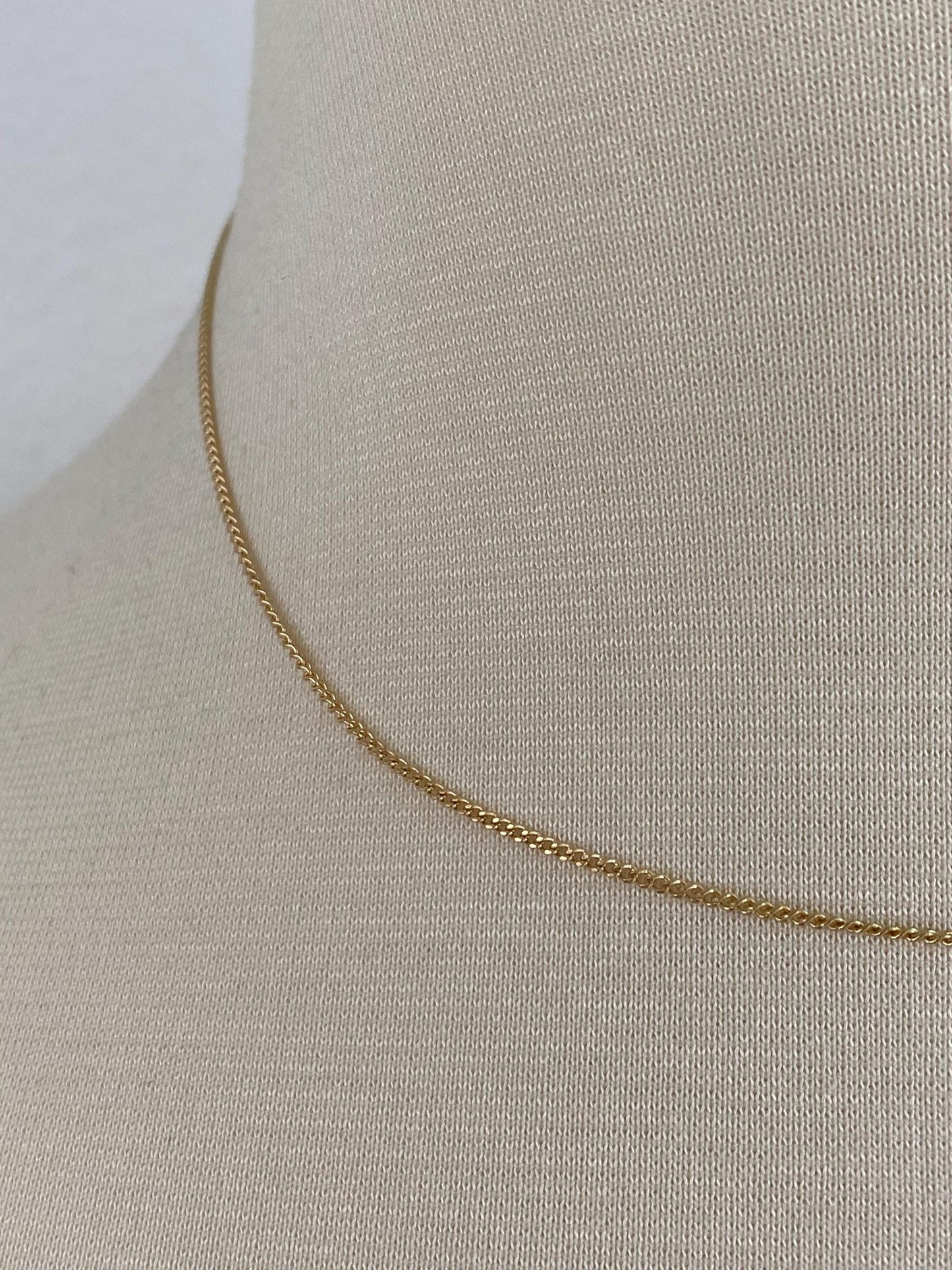 Vintage Solid 18k Yellow Gold Tight Curb Chain Necklace - 15.75 inches